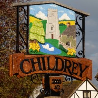 Hand painted wooden sign for Childrey Village